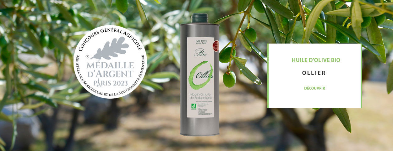 Huile d'olive Ollier Bio Médaille d'Argent Concours Agricole Pars